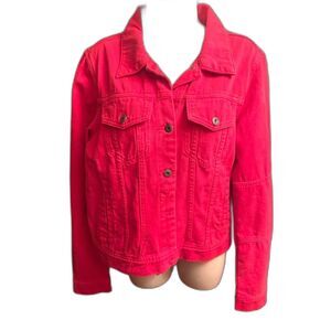 We the FREE Rumors Women Y2K Denim Red Raspberry Relaxed & Chic Jacket Size M